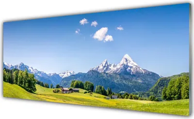 Produktbild von Acrylglasbilder 125x50 Wandbild Druck Felder Bäume Gebirge Landschaft