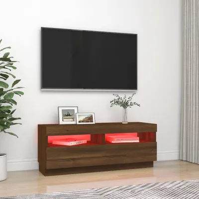 Produktbild von The Living Store TV-Schrank mit LED-Leuchten Braun Eichen-Optik 100x35x40 cm