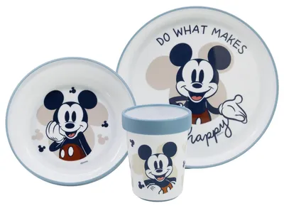 Kinder-Essset Mickey Mouse, 3-teilig, BPA-frei, mikrowellengeeignet