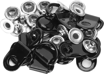 Obrázok produktu pre 100 sada háčikov na šnúrky DRing očko pracka mosadzné topánky kožené DIY nity nástroj lesklá čierna 9x22mm