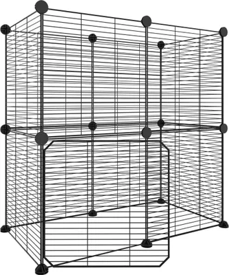 Immagine prodotto di Gabbia per Animali 12 Pannelli con Porta Nero 35x35 cm Acciaio