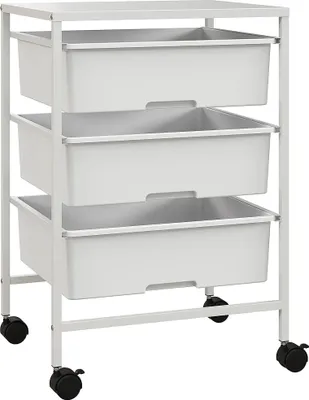 Obrázek produktu pro Vozík - Úložný vozík - 3 koše - S kolečky - 40,8 × 33,5 × 60,5 cm - Nutná montáž - Bílý