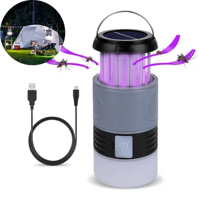 Produktbild von 2 in 1 Solar Insektenvernichter, Elektrischer Mückenlampe, USB wiederaufladbare Insektenfalle
