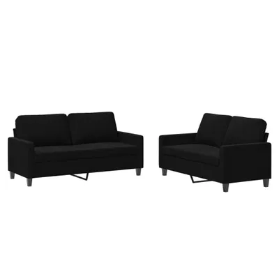 Produktbild von vidaXL 2-tlg. Sofagarnitur mit Kissen Schwarz Samt