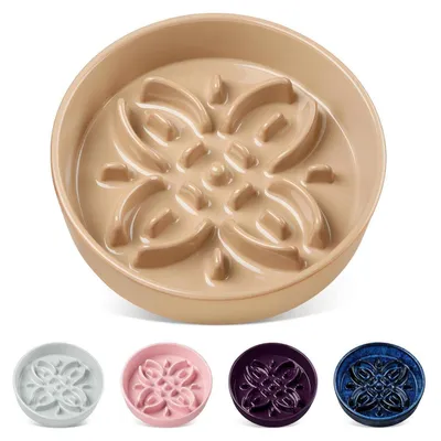 Immagine prodotto di Ciotola per cani in Vetroceramica, antiscivolo, motivo "labirinto di fiori", 390 ml, colore marrone