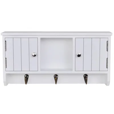 Produktbild von "2026 Aktion"Vitrinenschrank Moderner Look - Wandschrank für Toilettenartikel, Bücher - für Schlüssel mit Türen und Haken DEMöbel 9410536