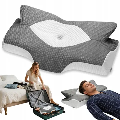 Produktbild von Nackenkissen - Orthopädisches Kopfkissen - Ergonomisches Schlafkissen - Schmetterlingskissen - Memory Foam - für Seiten-, Rücken-, Bauchschläfer