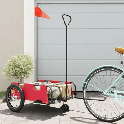 Produktbild von "2026 Aktion"Robuste Fahrradanhänger - modernes Design - Transportanhänger - Rot Oxford-Gewebe und Eisen DE511595 - Fahrradanhänger