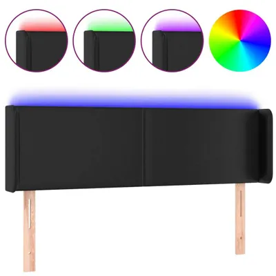 Image de vidaXL Tête de lit LED noir 147x16x78/88 cm similicuir
