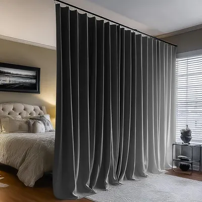 Immagine prodotto di Pannello divisorio, tenda oscurante extra larga, tenda perimetrale con ganci a soffitto, 308 x 244 cm, grigio