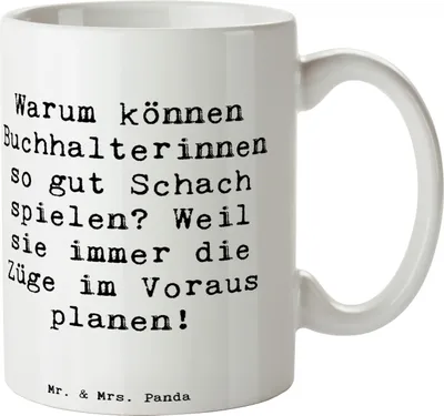 Produktbild von Mr. & Mrs. Panda Teetasse Spruch Buchhalterin Schachmeisterin - Weiß - Geschenk, finanzielle Entscheidungen, Kaffeebecher, Tasse mit, Voraussicht, Trinkbecher, Planung