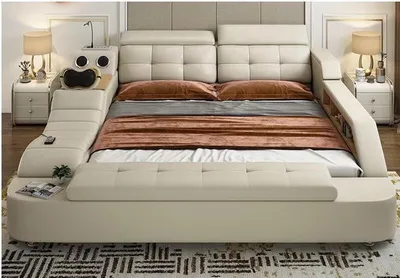 Zdjęcie produktu dla Łóżko wielofunkcyjne Łóżko podwójne Nowoczesna rama łóżka 180x200cm Nowość JVmoebel
