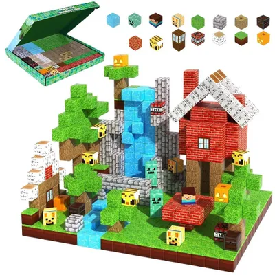 Productafbeelding van 100 magnetische bouwstenen - Magnetisch speelgoed, magnetische bouwset, magnetische blokken voor kinderen van 3 tot 10 jaar. Opvouwbaar