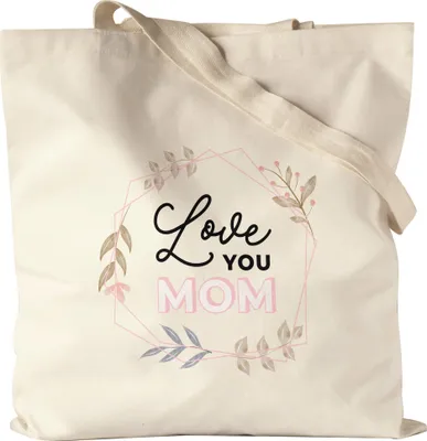 Produktbild von Jutebeutel Stoffbeutel Canvas Spruch Love You Mom Liebe Blumenmotiv Geschenkidee Muttertag Geburtstag