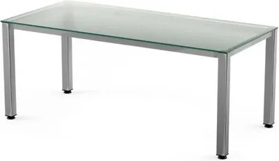 Produktbild von Schreibtisch Executive BxTxH 180x80x73cm Gestell verchromt Platte Glas satiniert.
