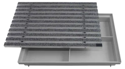 Produktbild von ACO Eingangsmatte Vario + Bodenwanne 75mm Kunststoff, Rips Hellgrau, 60x40cm