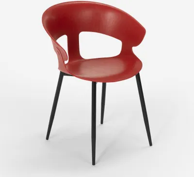 Image de Chaise design moderne en métal et polypropylène pour cuisine bar restaurant Evelyn - Rouge
