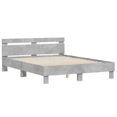 Produktbild von vidaXL Bettgestell mit Kopfteil Betongrau 150x200 cm Holzwerkstoff