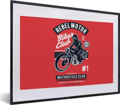 Produktbild von MuchoWow® MuchoWow® Gerahmtes Poster Motorrad - Mann - Retro - Zitat 40x30 cm - Poster mit zchwarzem Bilderrahmen - Bilderrahmen - Poster im Rahmen