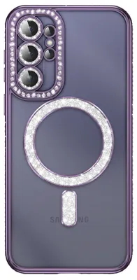 Immagine prodotto di Custodia Avizar in silicone trasparente con strass e anello magnetico, compatibile con Galaxy S26 Ultra, colore nero/trasparente