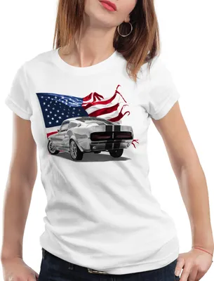 Produktbild von style3 Stars and Stripes Muscle Car Damen T-Shirt eleanor mustang, Farbe:Weiß, Größe:XL
