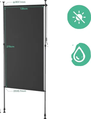 Zdjęcie produktu dla Markiza zwijana ręcznie, ochrona UV, 100% wodoodporna, 120 x 270 cm