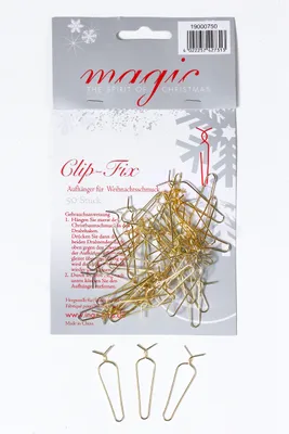 Produktbild von Christbaumkugel Aufhänger 4cm Clip Fix Metall 50 Stück Gold