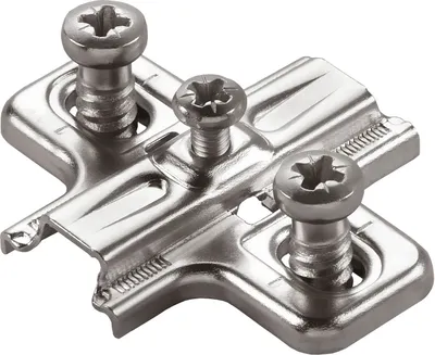 Produktbild von 10 x Salice Kreuzmontageplatte Serie 200 mit Langlochverstellung Höhe 3 mm mit vormontierten Euroschrauben Kreuzplatte Montageplatte von SO-TECH