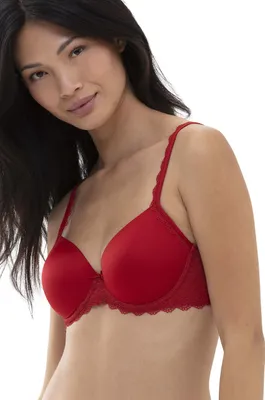 Produktbild von Mey Damen Schalen-BH gepolstert mit Bügel glatte Cups Spitze Rot Gr. 75B