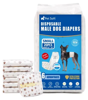 Imagen del producto de Pañales para perros machos, altamente absorbentes, 20 unidades, desechables, para incontinencia