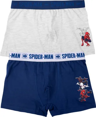 Produktbild von Marvel Spider-Man Boxershorts für Jungen - Kinder Unterwäsche Unterhose Boxer Blau/Grau (2er Pack), Größe:122-128