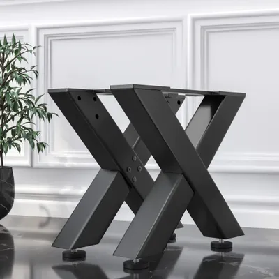 Produktbild von 2er-Set JUANA | Lounge Tisch Kufe | Schwarz | Füße: 6x6cm | B68xH36cm | X Tischgestell, TischKufe Schwarz