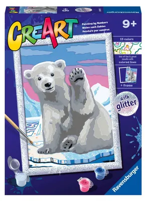 Produktbild von Ravensburger CreArt Pawesome Polar Bear, Farben enthalten, Junge/Mädchen, Malen nach Zahlen Set
