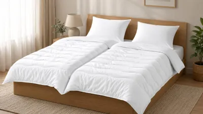 Produktbild von Bettenset Premium Steppbett 2x Bettdecke 135x200 & 2x Kopfkissen 80x80 cm EU 4 teilig, KI-generiertes Bild