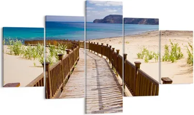 Produktbild von Bild auf Leinwand - Leinwandbild - Ozean Strand Sand Ufer - 125x70cm - Wand Bild - Wanddeko - Leinwanddruck - Bilder - Kunstdruck - Wanddekoration - Leinwand bilder - Wandkunst - EA125x70-2544