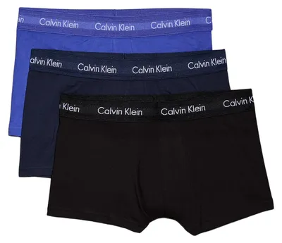 Image de Calvin Klein boxer 3 pack Coton stretch low rise trunks black / cobalt water / blue shadow hommes