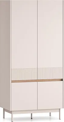 Produktbild von Schlafzimmer-Kleiderschrank 92 cm breit in kaschmir matt mit Eiche, 4-türig - DINAR-131