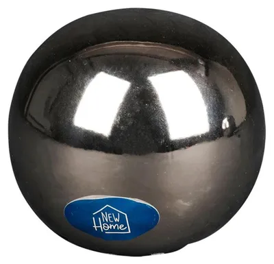 Image de Boule de décoration en céramique argentée brillante 10cm Boule de décoration de table Boule d'argent Déco