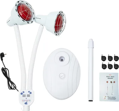 Immagine prodotto di Lampada termica a infrarossi, regolabile in altezza da 1,28 m a 1,58 m, design ruotabile a 360°, spina UE