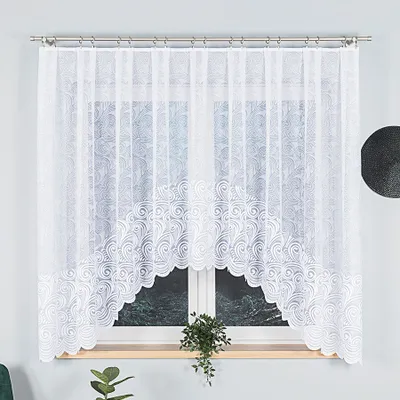 Produktbild von KINGA - Fertiggardine aus Jacquard mit Schnitt unten - 300x160 cm - weiß