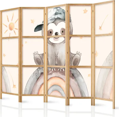 Obrázok produktu pre Japonský paraván pre deti 225x172 cm 5-dielny biely