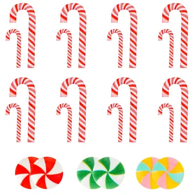 Mini-Zuckerstangen, Weihnachtsdekoration, 50 Stück, Kunststoff, hängend