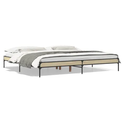 Produktbild von vidaXL Bettgestell Sonoma-Eiche 200x200 cm Holzwerkstoff und Metall