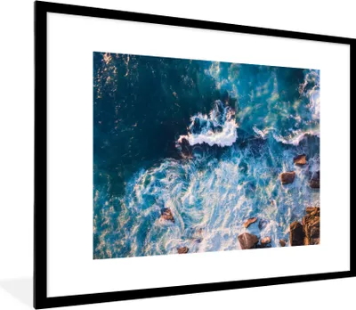 Produktbild von MuchoWow® MuchoWow® Gerahmtes Poster Strand - Meer - Kieselsteine 80x60 cm - Poster mit zchwarzem Bilderrahmen - Schlafzimmer-Dekorationen - Fotoposter