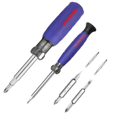 Produktbild von WORKPRO Multi Schraubendreher Set 2 tlg., 6-in-1 Umsteckschraubendreher und 4-in-1 Präzision Schraubenzieher