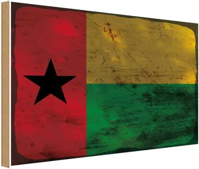 Produktbild von vianmo Holzschild 30x40 cm Guinea-Bissau Guinea Flagge Fahne Wappen