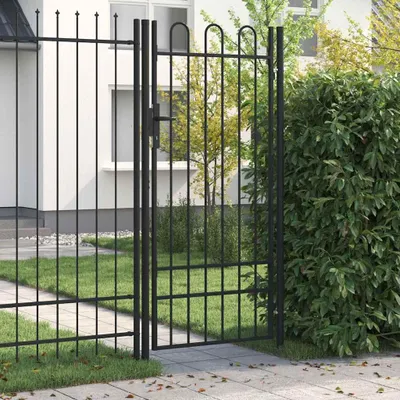 Obrázek produktu pro vidaXL Brána BOXTEL Jednokřídlá s obloukovým zakončením, ocelová, 1 x 2 m, černá