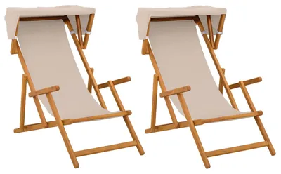 Produktbild von vidaXL Liegestuhl 2 pcs 3 Position Massives Eukalyptus Holz Beige