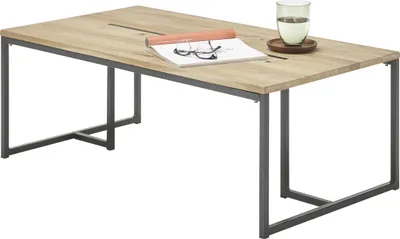 Produktbild von Couchtisch RAGUSA, rechteckig, Eiche massiv, schwarze Metalleinlage, Schwarz matt, 110x60x40 cm