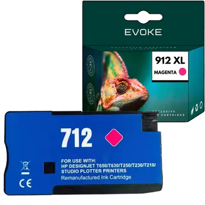 Produktbild von Evoke Cartus HP-Druckertinte 712 Magenta, 29 ml, 3ED68A, kompatibel mit DesignJet T210, T230, T250, T630 und T650